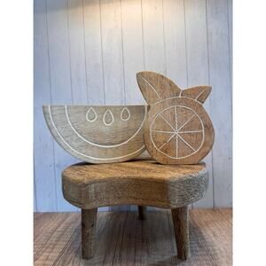 Rustic Wood Watermelon Wood Orange Home Decor Set of 2 Mango Wood Home Gift